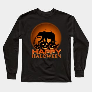 Bear Pumpkin Happy Halloween Costume Funny Gifts Long Sleeve T-Shirt